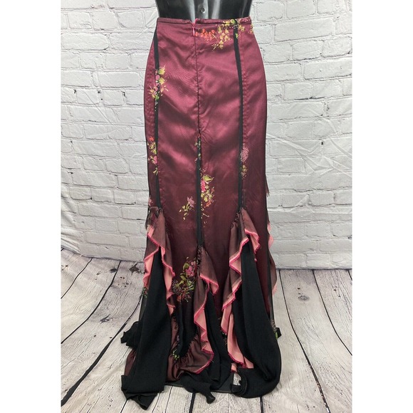 Vtg‎ Chris Hudson Haute Couture Custom Floral Oriental Maxi Mermaid Skirt - Picture 4 of 6